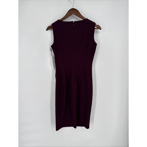 NWT Calvin Klein Women's Size 2 Purple Round-Neck Sleeveless Sheath Dress Work - Picture 11 of 13
